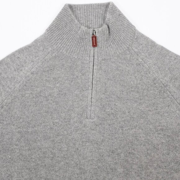 J Crew 100% cashmere sweater sz Large gray 1/4 zip multiply knit - Picture 5 of 6